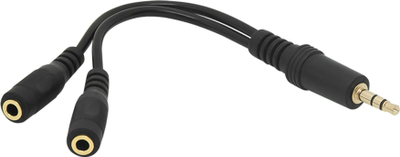 Kabllo audio Blow 91-212, 3.5mm M në 2x 3.5mm F, 0.12m, e zezë