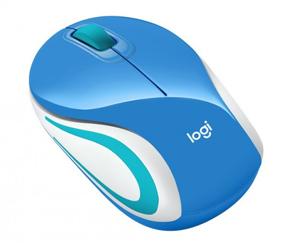 Безжичен глушец Logitech M187, мини, USB, син со портокалова