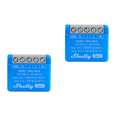 Rele inteligjente Shelly 1 Mini Gen4, Wi-Fi, 2-pack, blu