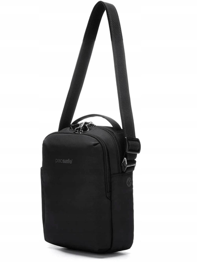 Çantë krahu Pacsafe V Tour Crossbody, për tablet 11", që s’e merr uji, e zezë