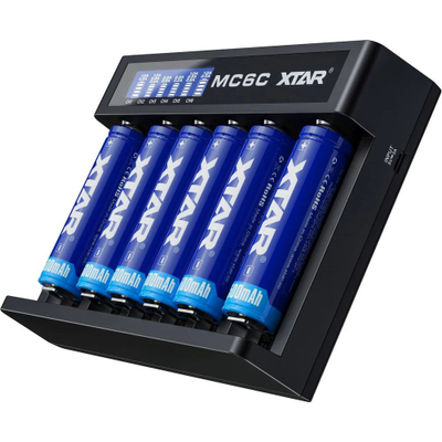 Karikues baterish Li-Ion Xtar MC6C, 6 slote, LCD, i zi