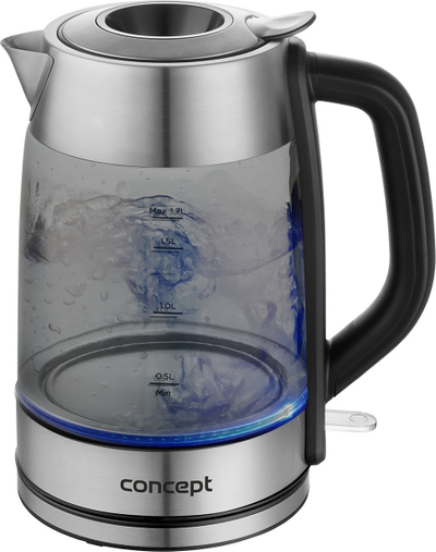 Ibrik elektrik Concept RK4095, 1.7L, 2200W, inox me xham transparent