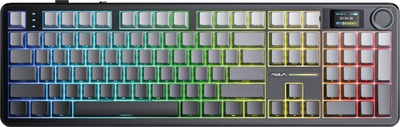 Tastierë gaming AULA F108 Pro, mekanike, pa tela, RGB, me ekran digjital, gri e zezë