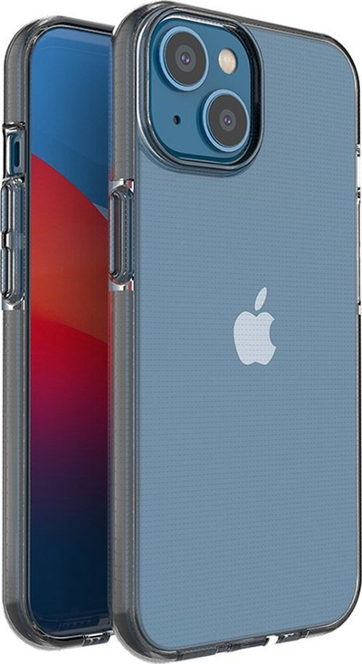 Kapak telefoni Spring Case për iPhone 14, TPU fleksibël, transparent, me kornizë të zezë