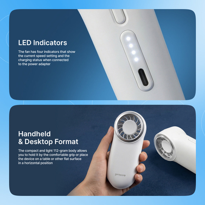 Ventilator portativ Proove Wing, 2000mAh, 4W, i bardhë