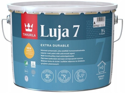 Bojë e brendshme Tikkurila Luja Matt 7, rezistente ndaj lagështisë, mat, 9L, e bardhë