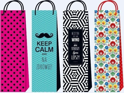 Qese dhurate për shishe Interdruk Bottle Bag TH12, me shkëlqim, shumëngjyrëshe