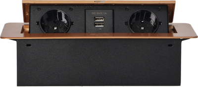 Prizë e fshehtë për mobilje ORNO OR-AE-13109, 2x Schuko, 2x USB, ngjyrë ari