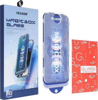 Xham mbrojtës Veason 6D Pro për iPhone 14 Pro Max, që vihet kollaj, me kornizë të zezë