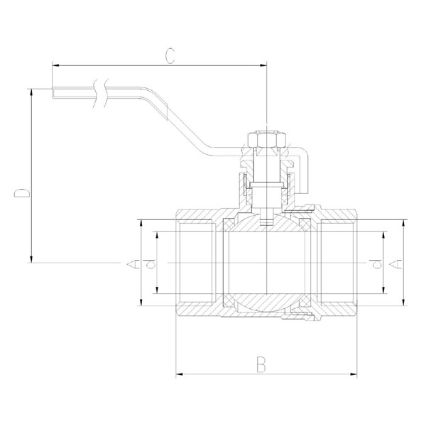 Valvul sferike uji Ferro KP2, 3/4", lidhje nut nut 2