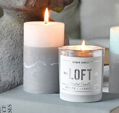 Qiri me aromë Artman Loft, gotë xhami turquoise, erë shafran me pak kanellë