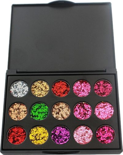 Paletë farë sysh AG861 Palette 15, 15 nuanca glitter kameleon, e zezë
