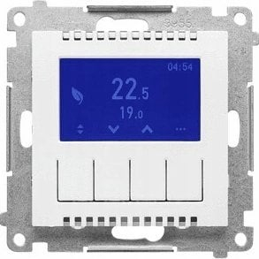 Termostat digjital Simon 55 TETD1A.01/111, 230V, me ekran me dritë, i bardhë mat