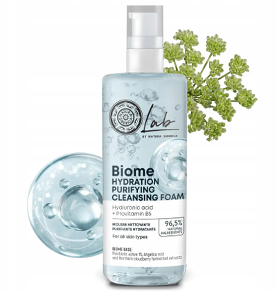 Shkumë pastruese fytyre Natura Siberica Lab Biome, hidratim, acidi hialuronik, 200 ml