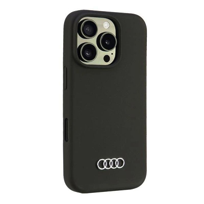 Futrollë telefoni Audi Silicone Hardcase për iPhone 16 Pro 6.3", silikon, e zezë