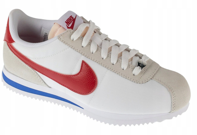 Patika Nike Cortez Textile, material tekstili, për meshkuj, e bardhë me të kuqe