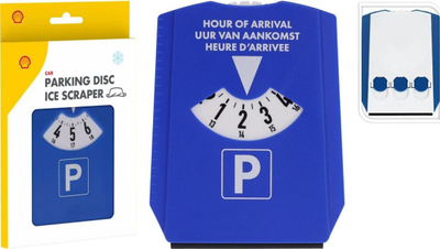 Disk parkimi Shell Parking Disc Scraper 2in1, me krujtëse akulli, plastikë, blu e bardhë