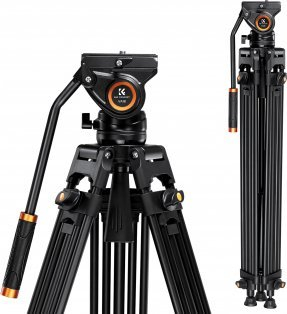 Tripod video K&amp;F Concept 72", 1.8m, me kolonë qendrore travers, alumin