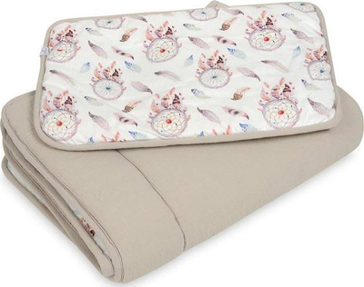 Set batanije dhe jastëk për bebe Muslin Design 03, 80x100 cm, 100% pambuk, bezhë