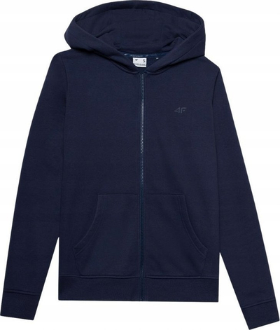 Bluzë me kapuç 4F F0956 për goca, me zinxhir, pambuk, blu navy