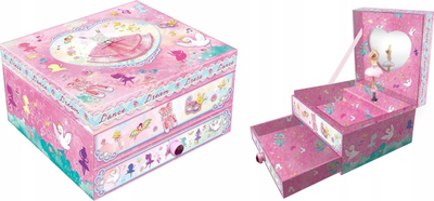 Музичка кутија Pecoware Music Box With Drawer Dress, со фигурина, со фиока, многубојна
