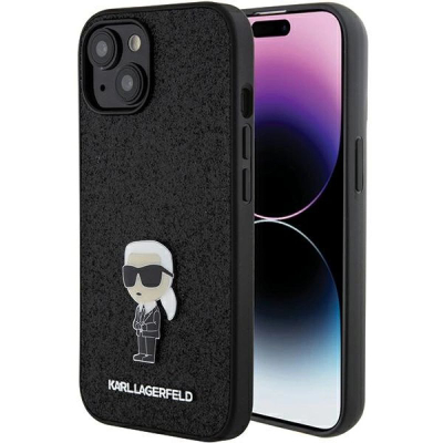 Futrollë telefoni Karl Lagerfeld KLHCP15SGKNPSK, për iPhone 15 6.1", e fortë, e zezë