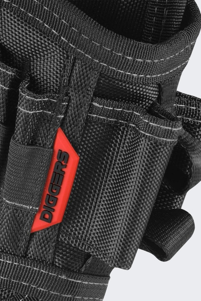 Holster për stërvitëse Diggers M, poliester, shumë xhepa, i zi