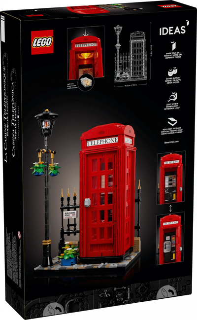 Set LEGO Ideas Red London Telephone Box 21347, 1460 pjesë, 31cm, e kuqe