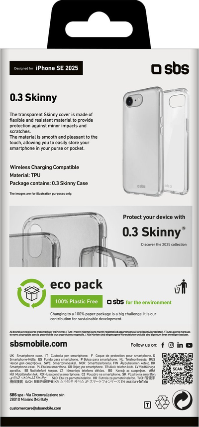 Këllëf telefoni SBS Skinny Cover për iPhone 16e, transparent