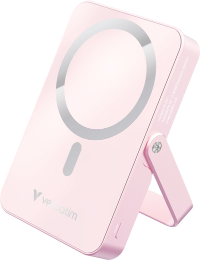 Powerbank Verbatim Magnetic Wireless me mbajtëse, 10000 mAh, rozë