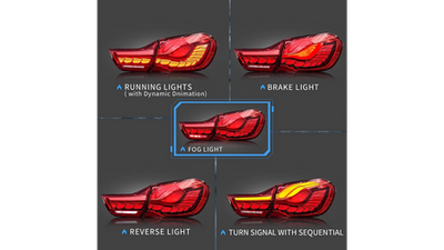 Set stopash Audi A3 8V Sportback 2013-2019, LED Bar, kuqe e tymosur