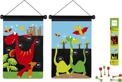 Lojë me shigjeta magnetike Fat Brain Toys Magnetic Darts Dinosaurs Large, për kalamaj 5 deri 9 vjeç, shumëngjyrëshe
