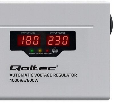 Stabilizues tensioni Qoltec AVR 1000VA, 600W, me ekran LCD, gri