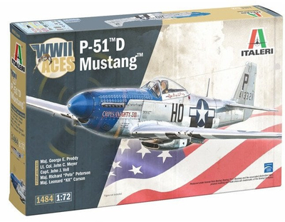 Model avion plastik Italeri P-51D Mustang WWII Aces, shkalla 1:72, për montim