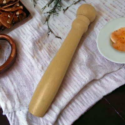 Mulli druri për kripë edhe piper, me dorë, 35cm, dru ahu natyral