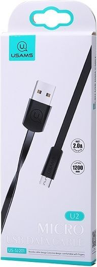 Kabllo e sheshtë USAMS U2 microUSB 1.2m SJ201MIC01 (SH.B.A.-SJ201), e zezë