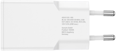Полнач USB 4smarts PDPlug Slim 20W GaN, 1x USB-C, со кабел USB-C кон Lightning, бел