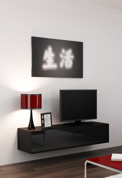 Komodinë TV Cama Meble Vigo 140, 140 cm, MDF, e zezë