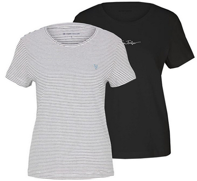 Set maica Tom Tailor Regular Fit, dy copa, zi-bardhë, XS