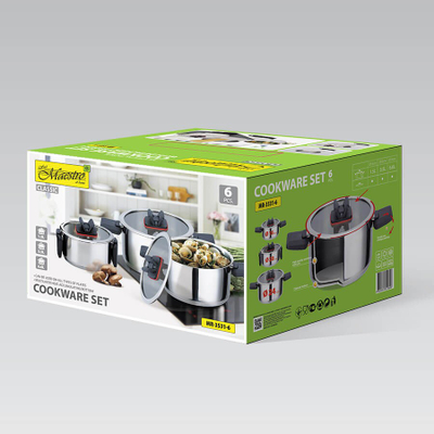 Set tenxhere Maestro MR3531-6, çelik inox, doreza palosëse, argjendtë