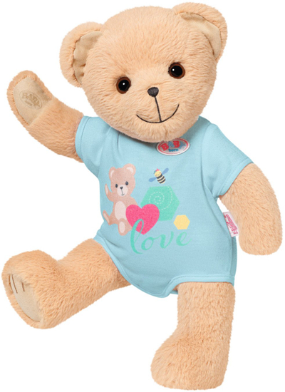 Lodër arush Arushi BABY born Bear Blue 835593, 36 cm, trup i butë, me veshje rozë