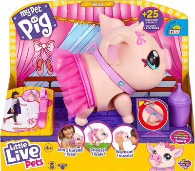 Lodër interaktive Cobi Little Live Pets Ballerina Piggy, derrkuc që vallëzon, me tinguj, rozë