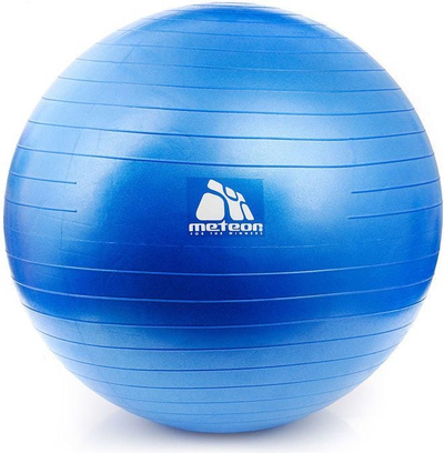 Top gjimnastikor Meteor Fitness Ball, 65 cm, me pompë, blu