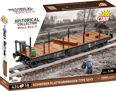 Set blloqesh Cobi WWII Heavy Platform Wagon Type Ssys, 424 copa, shkalla 1:35, shumëngjyrësh