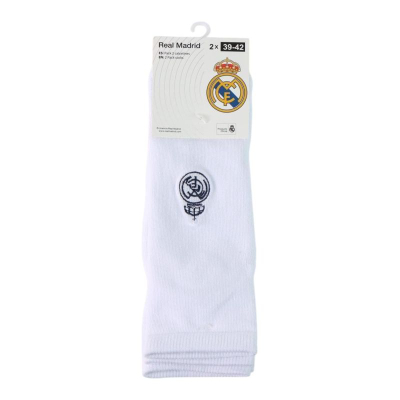 Çorape Real Madrid, set 2 palë, pambuk, të bardha