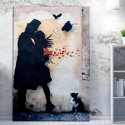 Pikturë kanavace HomeMarkt Gobi HM4814, 50x70cm, street art, bardh e zi