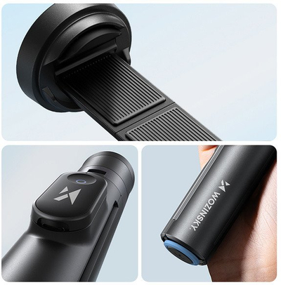 Selfie stick tripod Wozinsky WST-360YS, 360°, ndjekje inteligjente e fytyrës me AI, i zi