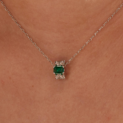 Pendant për qafore Brosway, Gjelbër/Transparent,/Argjendtë