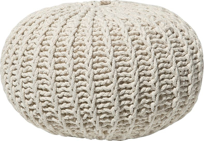 Tabure pouf CONRAD, pambuk i thurur, Ø50cm, bezhë