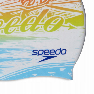 Kapelë noti për të rritur Speedo Adult Printed Silicone, silikon, portokalli blu